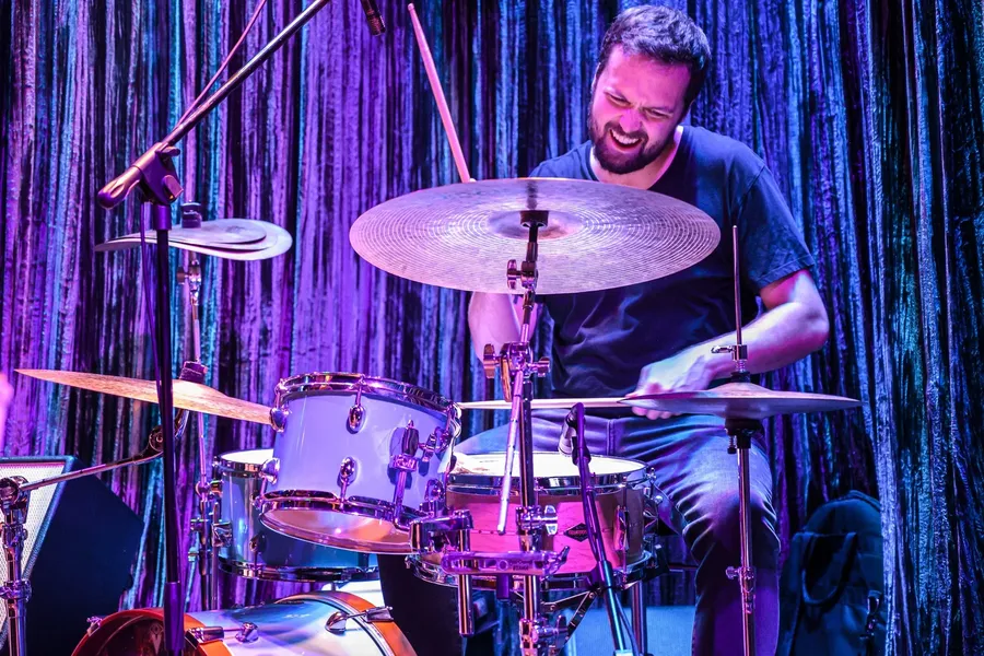 Kevin O’Neill playing drums at Crossroads